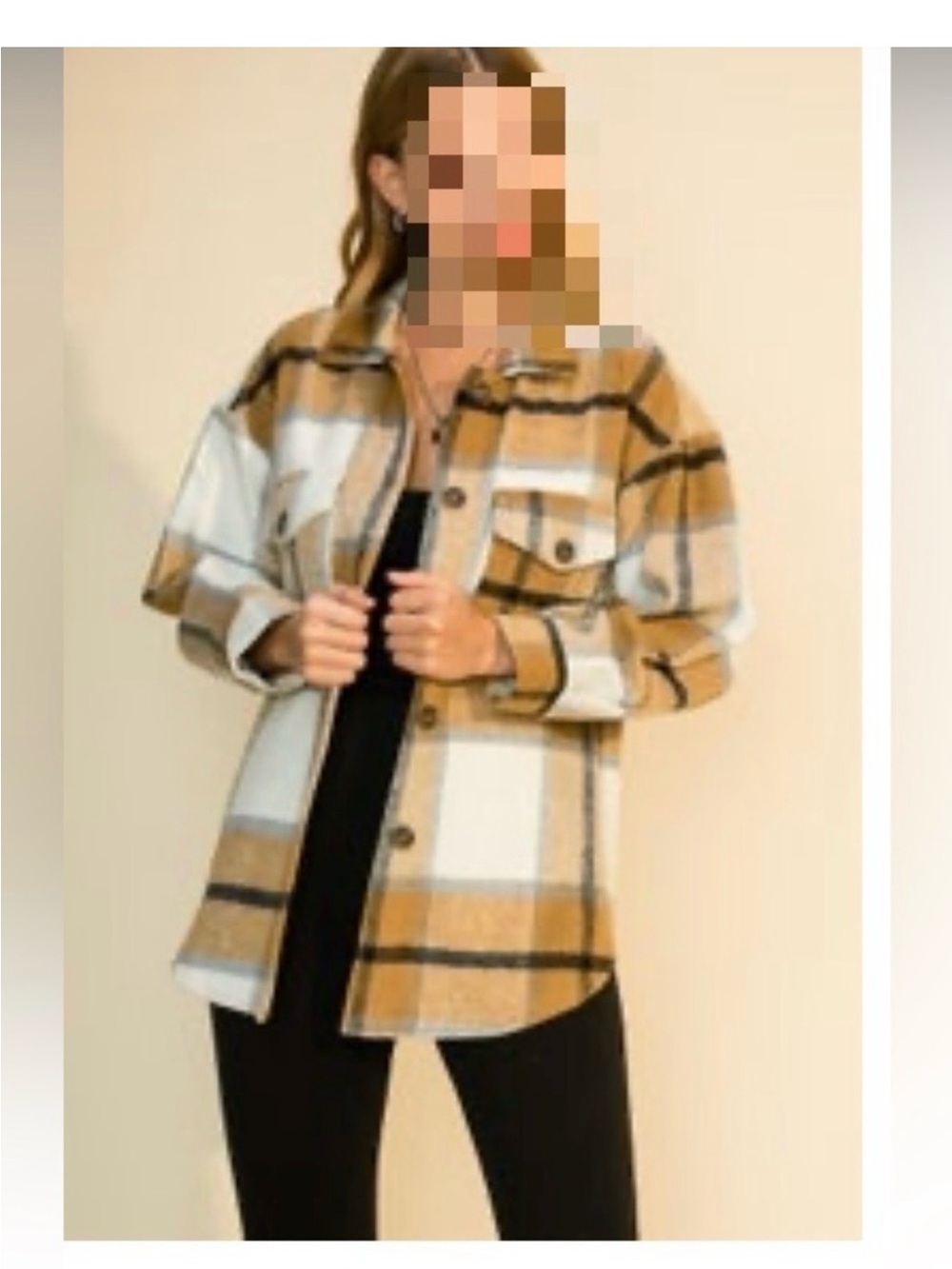 Plaid Utility Shacket Jacket in Mustard & Cream